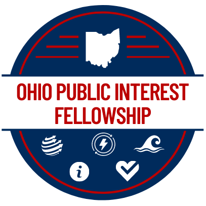 A dark blue, circular logo for the Ohio Public Interest Fellowship