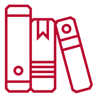 Scarlet line icon of books