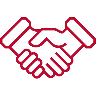 Scarlet line icon of a handshake