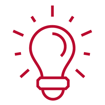 Scarlet line icon of a light blub
