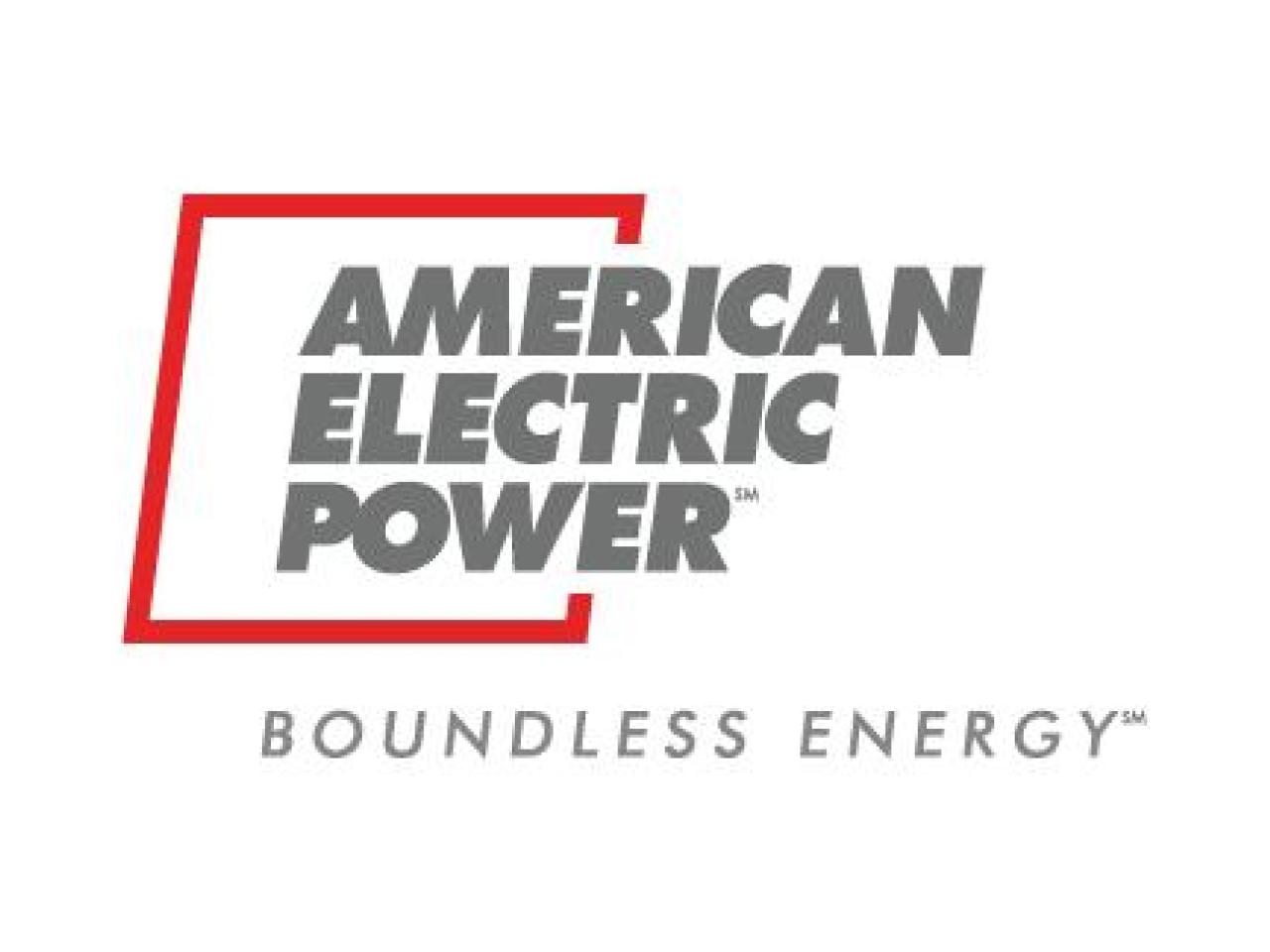 Logo of American Electric Power with those words off center of a red square