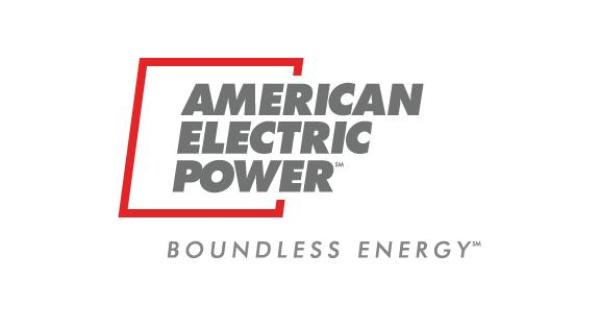 Logo of American Electric Power with those words off center of a red square