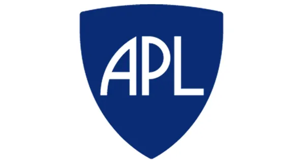 Logo for Johns Hopkins Applied Physics Laboratory: A blue, rounded triangle with APL in white letters