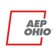 American Electric Power Logo reading "AEP OHio" in gray letters in a red square.