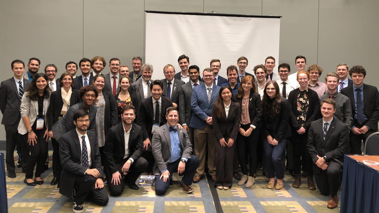 Group picture of students at the International Astronautical Congress with the head of the European Space Agency, Jan Wörner